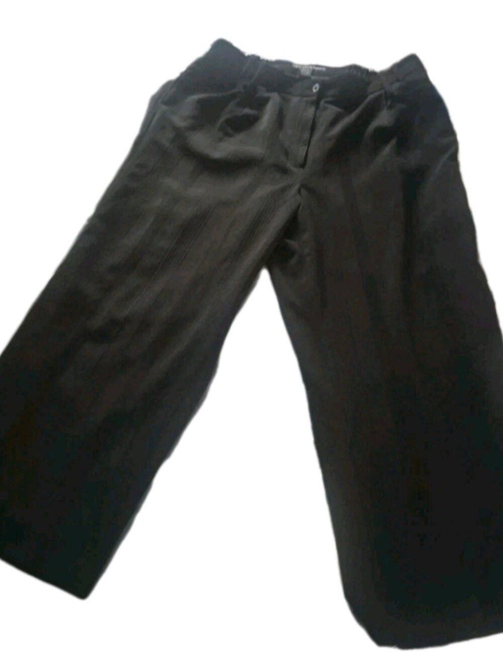 Larry Levine Woman Black Wide Leg Dress Pants Size 16W Stretch Textured Plus